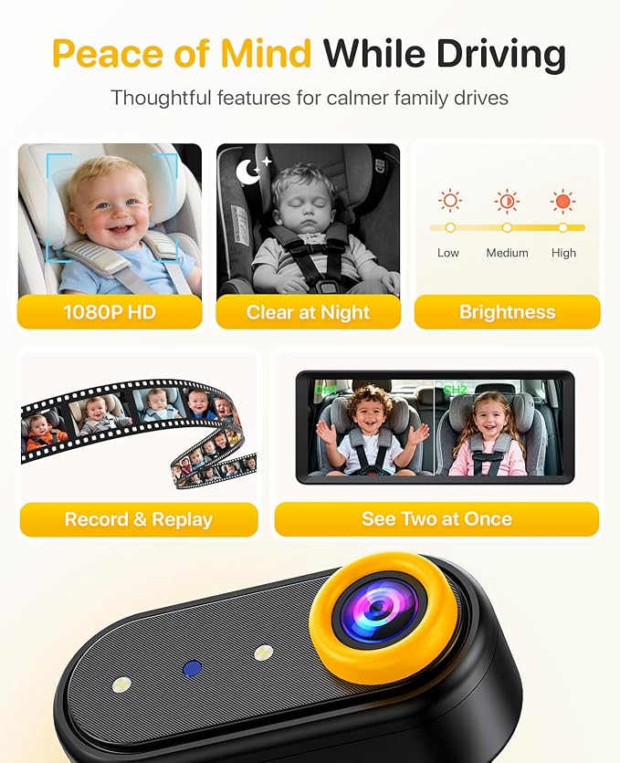 Luckview BM5 MAX Dual Baby Car Camera, 1080P HD