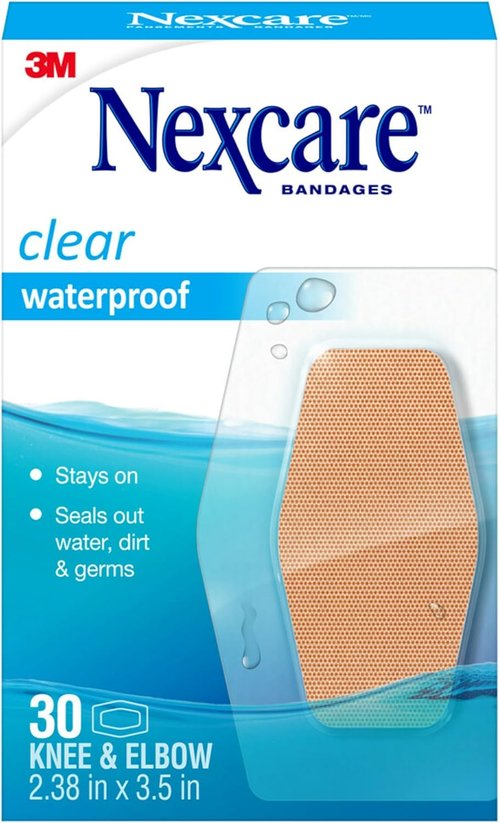 Nexcare Waterproof Clear Bandages - Stay On Skin in Water | 2.38 x 3.5 in, 30 Count