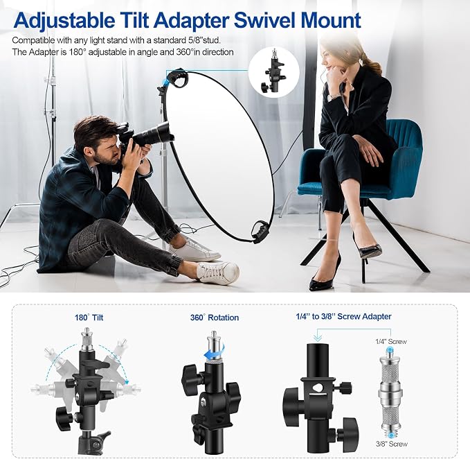 WELLMAKING 32'' Photography Reflector Dual Handle Collapsible 5-in-1