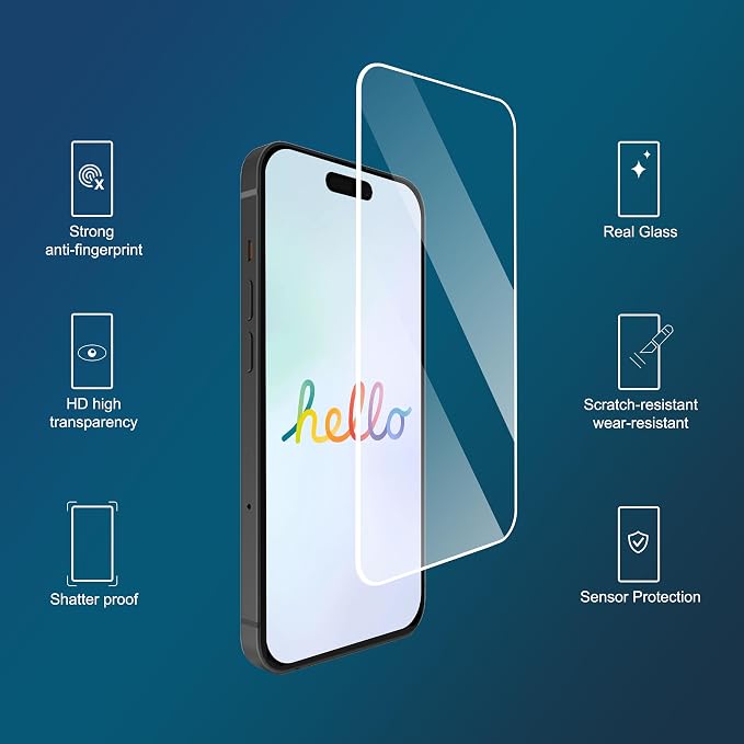 Ailun Screen Protector for iPhone 16 / iPhone 15 / iPhone 15 Pro Display 3 Pack
