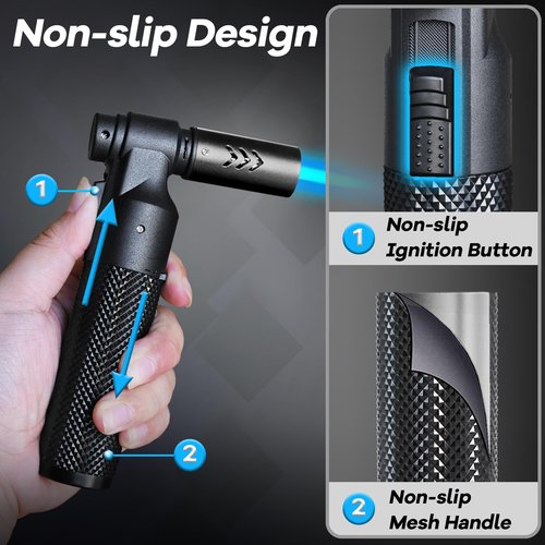Luxgaze 2 Pack Butane Torch Lighters Refillable Jet Flame Portable Butane Torch Mini Refillable Windproof Lighters for Camping Baking Culinary Soldering Cooking Welding BBQ Grill(Gas not Included)