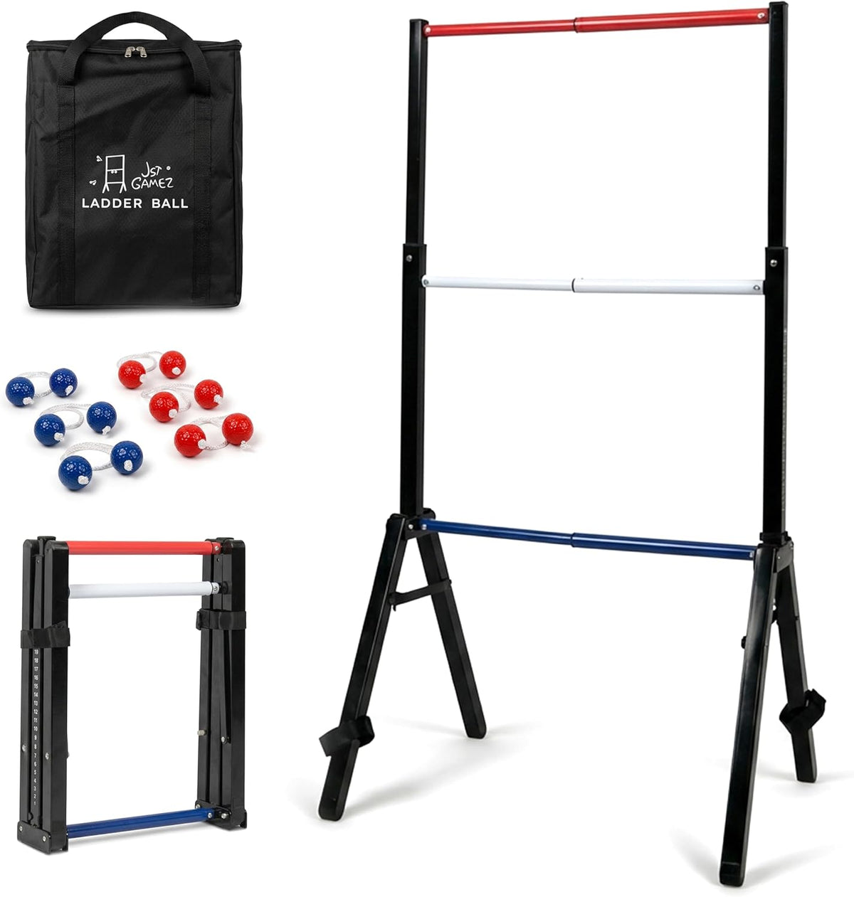 Steel Ladder Ball Game Set - Assembly-Free Toss Game with Scorekeeper & Carry Case | Outdoor Fun for Family