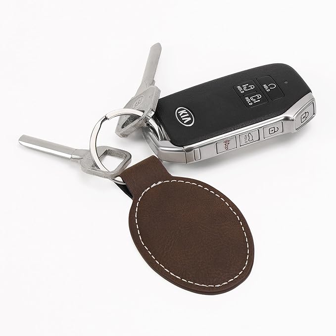 LaserGram Oval Keychain, Palm Trees, Personalized Engraving Included (Rustic with Silver)