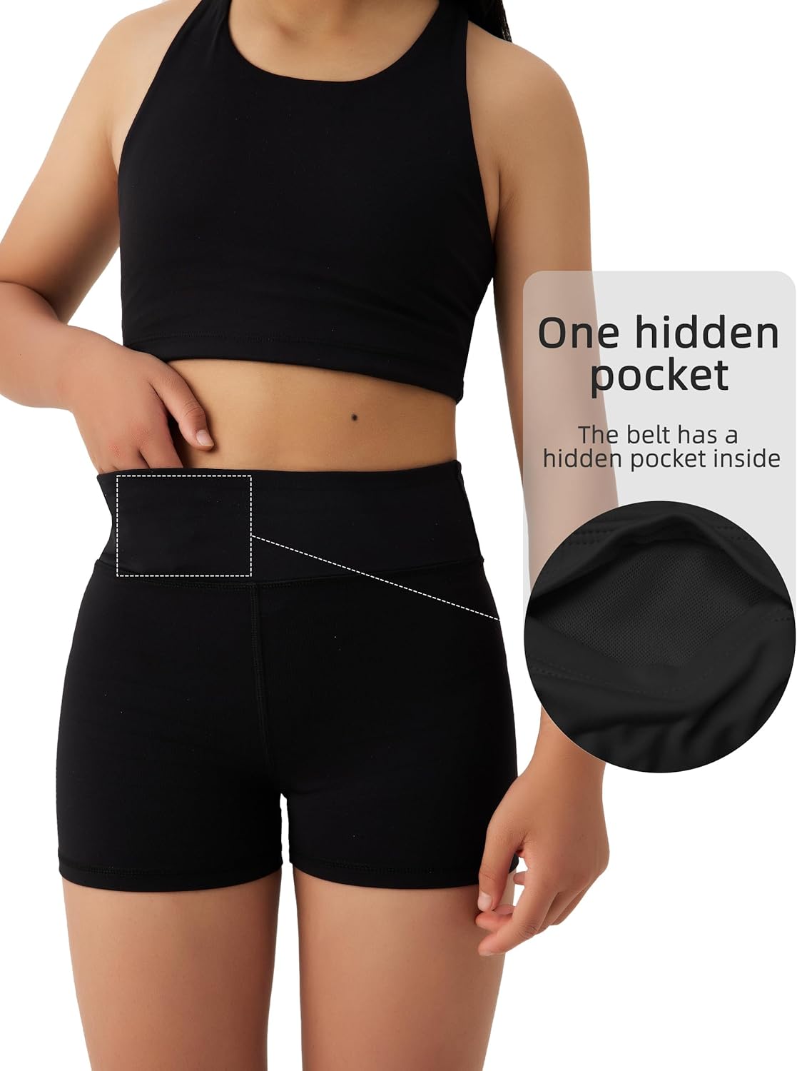 Skiennix Girls Athletic Biker Shorts - High Waisted, Soft Fabric with Hidden Pocket | Ideal for Dance & Yoga