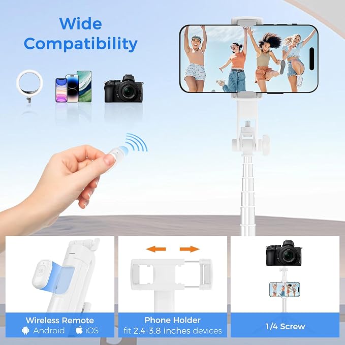 Selfie Stick Travel Tripod for Cell Phone