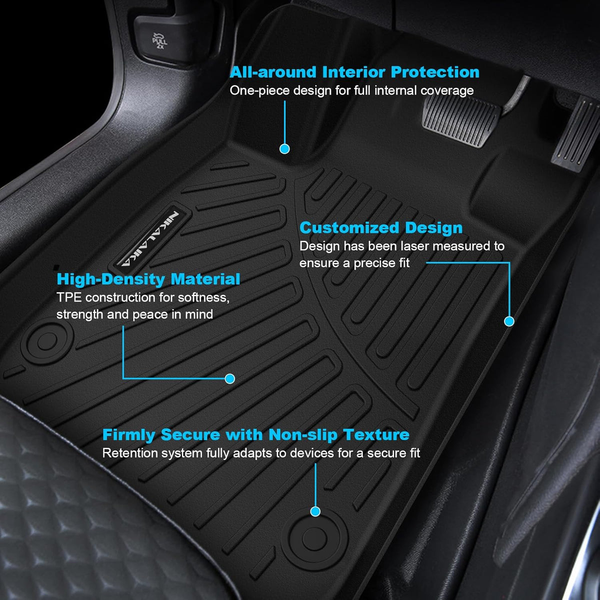 Floor Mats for 2012-2017 Toyota Camry (Include Hybrid) All Weather Protection TPE Rubber Full Set Automotive Floor Liners for 2017 Camry Hybrid Accessories, Odorless Anti-Slip, 1st & 2nd Row, Black