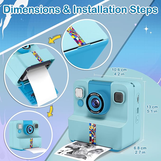 Nreonrick Kids Camera Instant Print, Selfie Toddler Digital Instant Camera