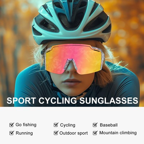 FOCUHUNTER Polarized Sports Sunglasses for Men Women, UV400 Cycling Eyewear for Baseball Running Cycling Glasses 4 Lenses