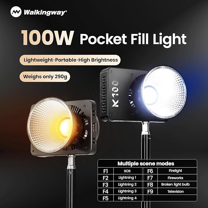 Walking Way Led 100W Video Camera Light Kit, 2800K-6800K Bi-Color Continuous