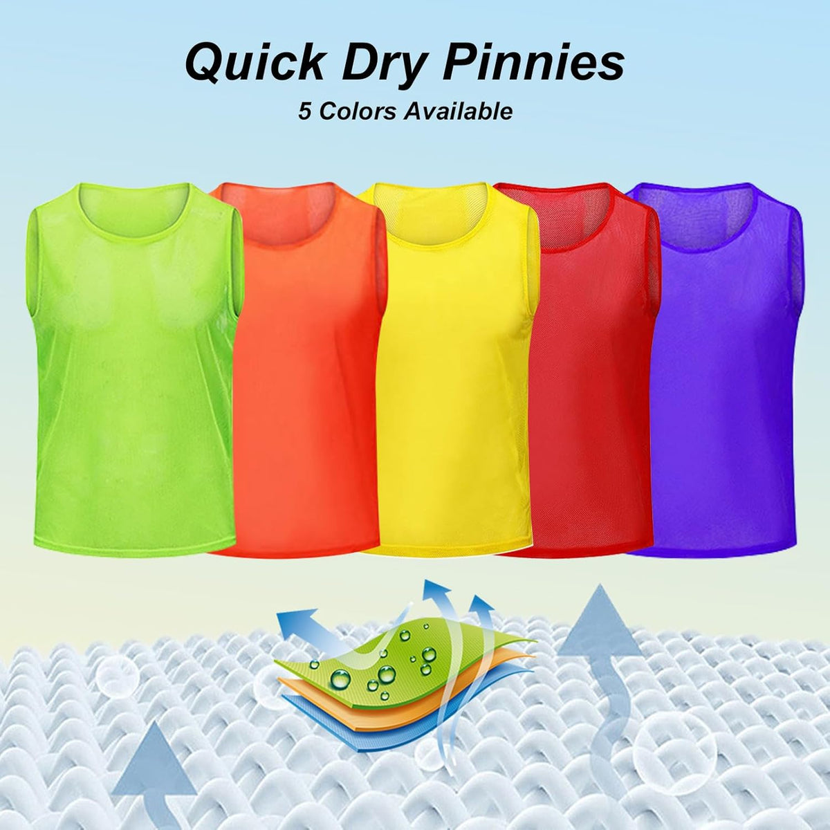 Pro Training | 12 Pack High-Visibility Mesh Pinnies for Youth & Adult Soccer, Basketball, Volleyball Teams