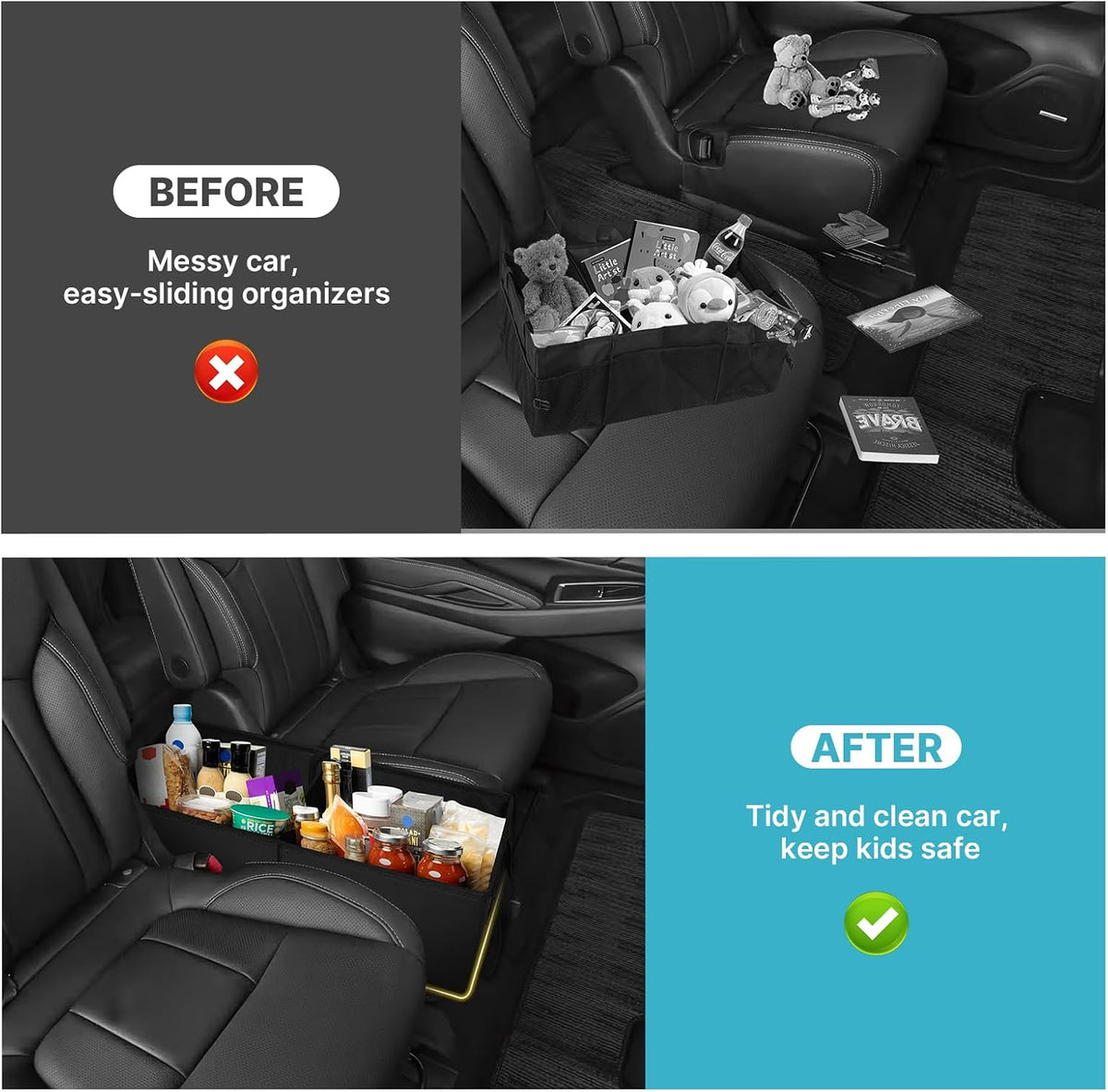Mixsuper Liner Car Seat Organizer for Subaru Ascent 2019-2026, Console Organizer Backseat Box for Subaru Ascent, Dog Foldable Storage Bin Collapsible Box Supplies Travel Accessories