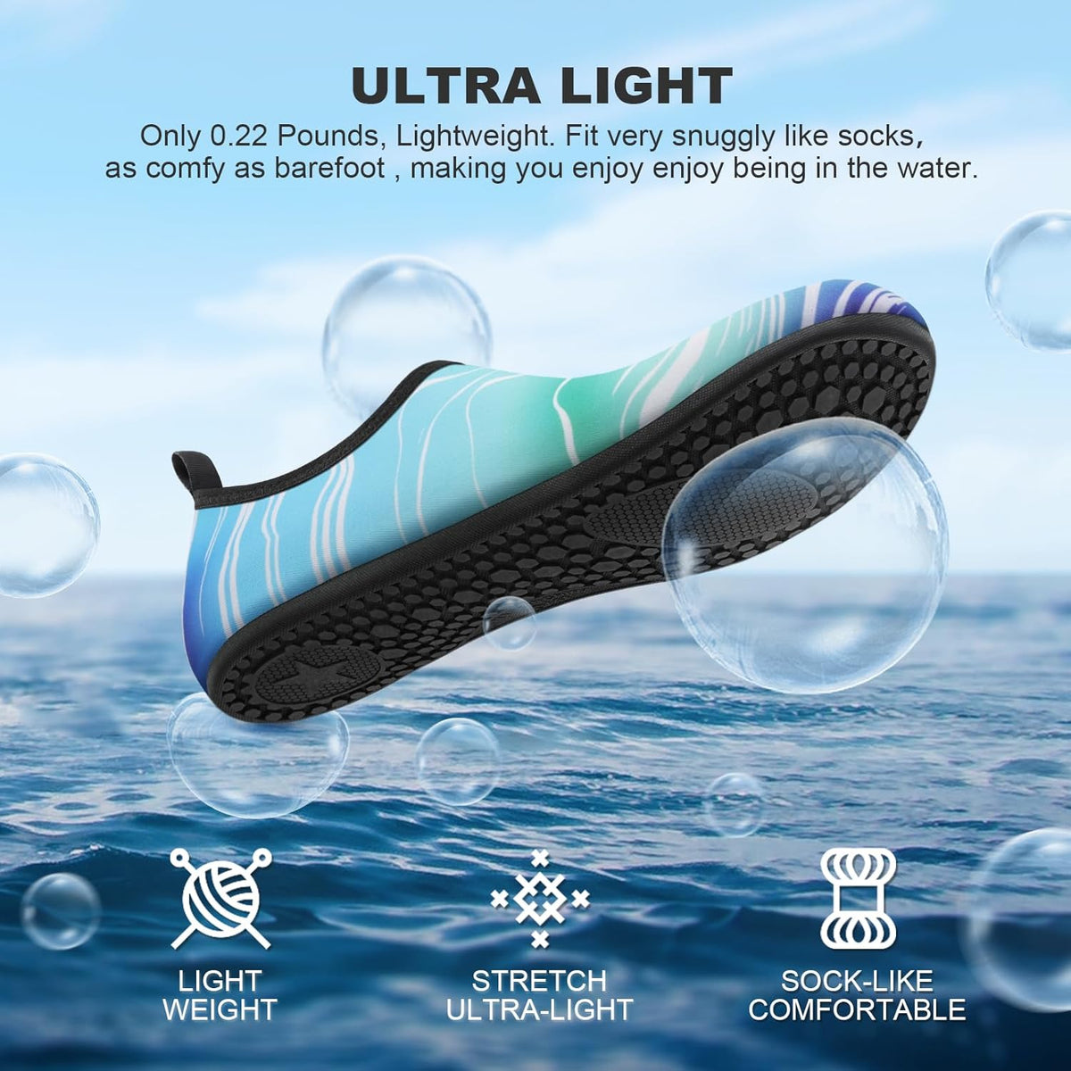 Skiennix Water Shoes - Quick-Dry Aqua Socks for Men & Women | Ideal for Beach, Yoga & Pool Activities