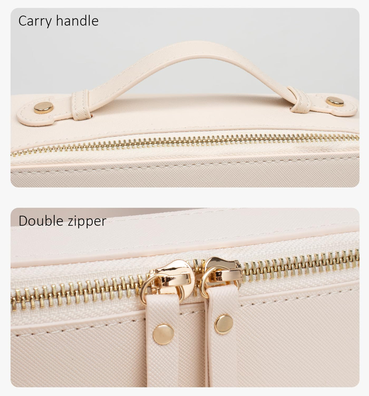 LETGO Clear Makeup Bag Organizer,Travel Toiletry Bag Cosmetic Case for Women,Portable Beach Make Up Skincare Pouch Car Organizer Bag with Zippers for Essentials(Large-Beige)