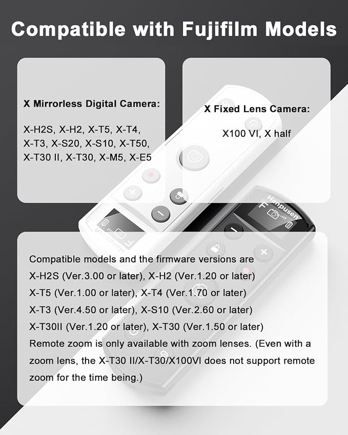 for Fujifilm Camera Remote Control, Hanpusen Rechargeable Wireless Shutter