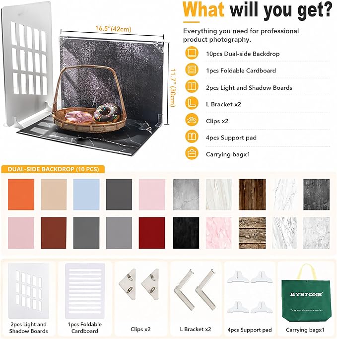 10Pcs 20Patterns Product Photography Backdrops Kit, Photo Backdrop Board