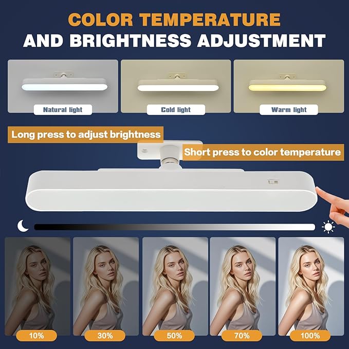 Wireless Vanity Lights for Mirror, 4000mAH Rechargeable Battery Operated Mirror Light, Adjustable Color Brightness & Angle Makeup Light,Cordless Lights for Bathroom Mirror,Desks, Kitchens, Cabinets