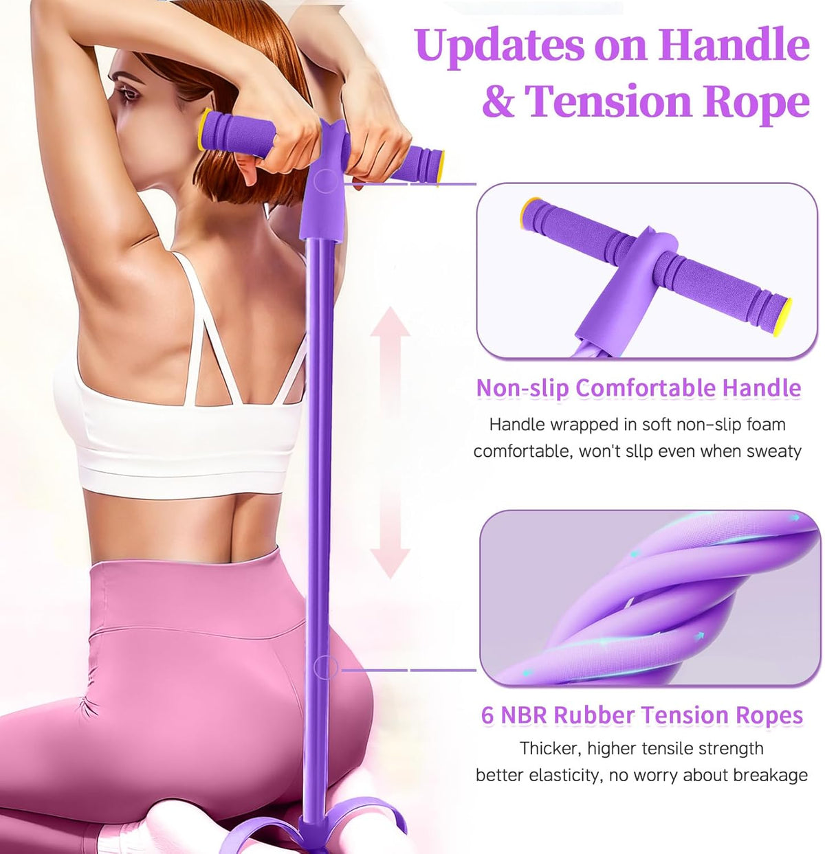 Pedal Resistance Bands by Skiennix - Durable 6-Tube Fitness Bands for Abdomen, Waist, Arms & Legs