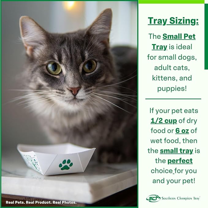 Southern Champion Tray, Small Disposable Pet Food Bowl, 1/2 Cup (100 Quantity) Pet Food Tray, Travel Pet Bowl, Feeding Kittens, Puppies, Cats, and Dogs, Wet Food and Dry Food, 6 oz Capacity