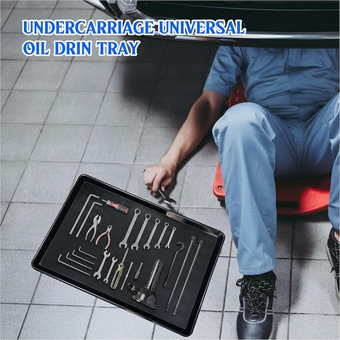 5 Pack Extra Large Oil Drip Pan for Under Car, 35.4 x 24 x 1.6 in Oil Catch Pan, Black Plastic Replacement Tray for Garage Automotive Driveway Washing Machine