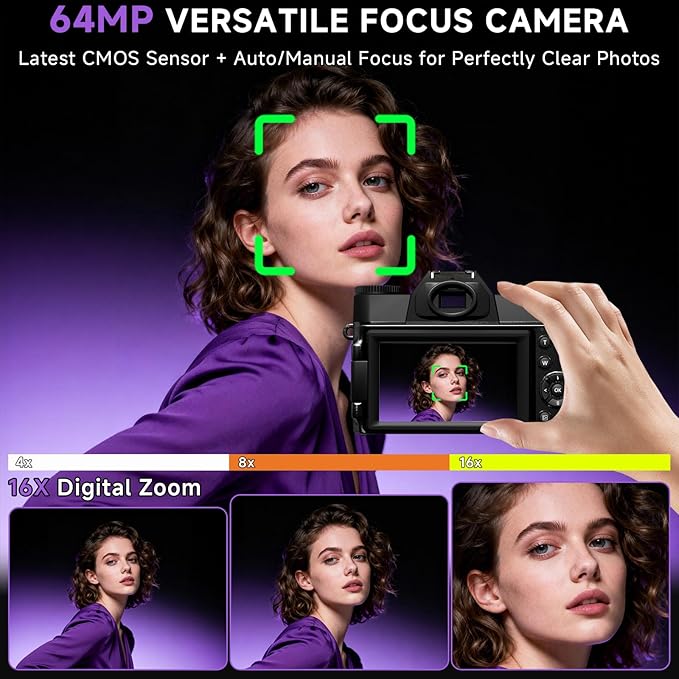 6K Digital Camera for Photography Autofocus, 2026 Upgraded 64MP WiFi Vlogging