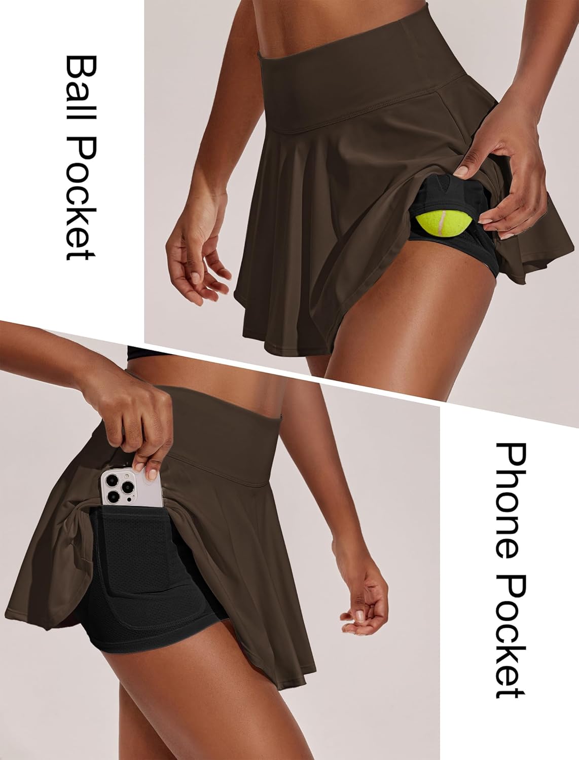 PINSPARK Women's Tennis Skirt - Pleated Athletic Skort with Pockets | High-Waisted Golf Skirt for Workouts