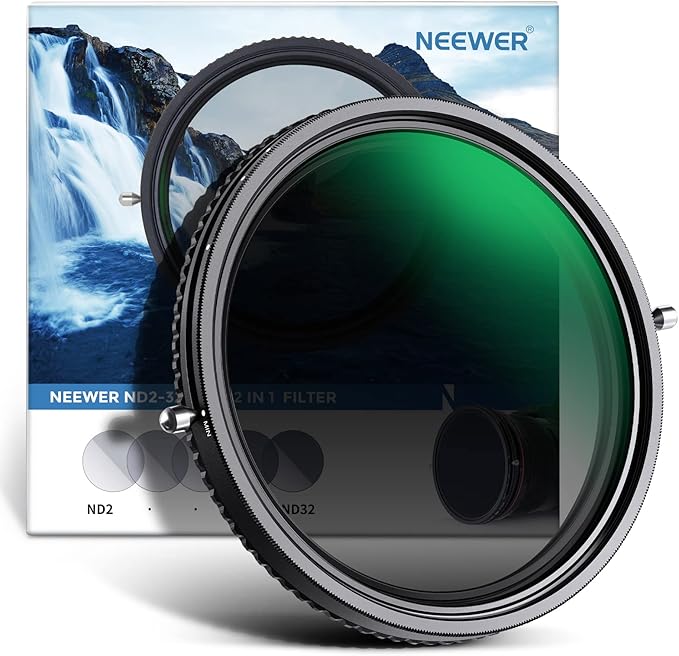NEEWER 2 in 1 77mm Variable ND Filter ND2–ND32&CPL Filter No X Cross/30 Layer