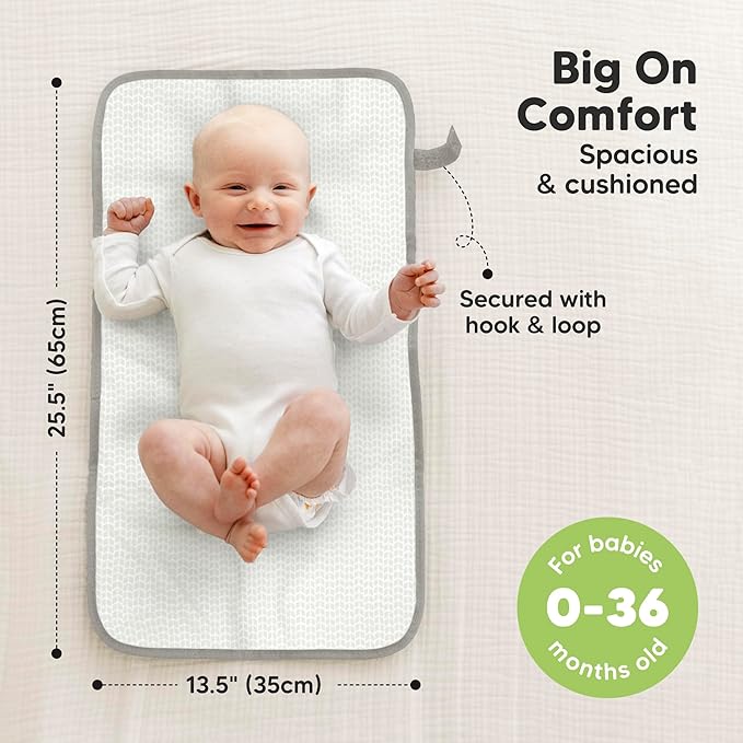 KeaBabies Portable Diaper Changing Pad, Easy Wipe Clean - Foldable Waterproof Baby Changing Mat for Diaper Bag, Compact, Lightweight, 25x13 Newborn, Infant, Baby Changer Travel Essential (Prism)