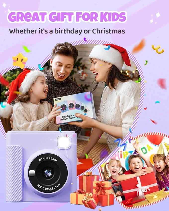TIATUA Kids Instant Print Camera, Christmas Birthday Gifts