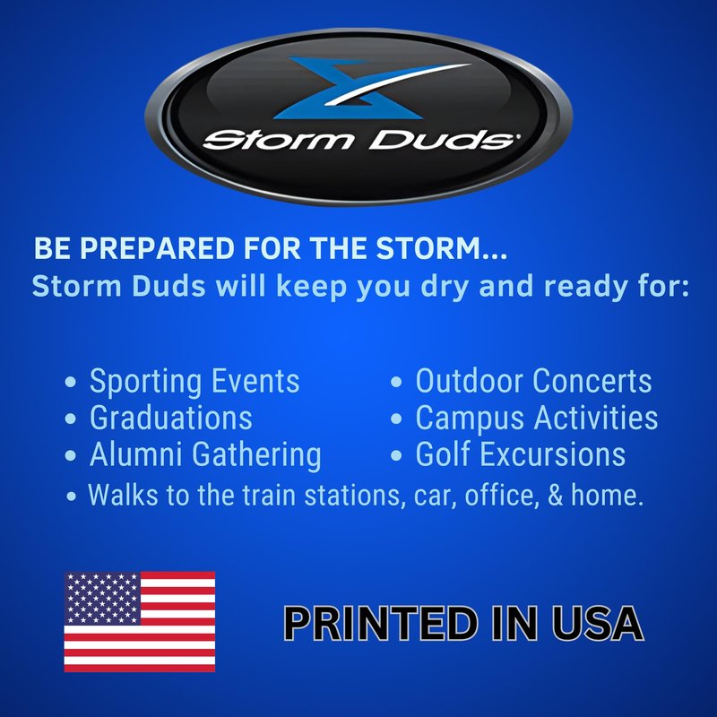 Storm Duds Ultra-Water Resistant Football Umbrella - 42” Coverage w/Molded Handle and Wrist Strap - Flexible, Wind & Rust Resistant Folds to 15.5 Inches