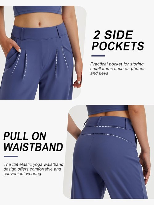 Libin Women's Wide Leg Dress Pants - High Waisted Stretch Trousers with Pockets | Casual Comfort