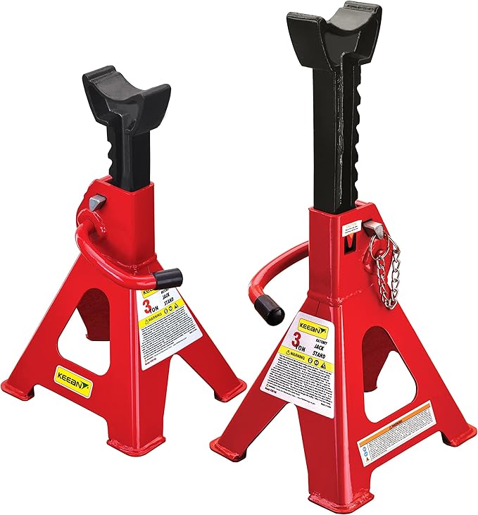Double Saftey Steel CAR Double Locking Jack Stand with Heavy Duty Self Locking Ratchet Handle with Saftey PIN (3 TON Pair)