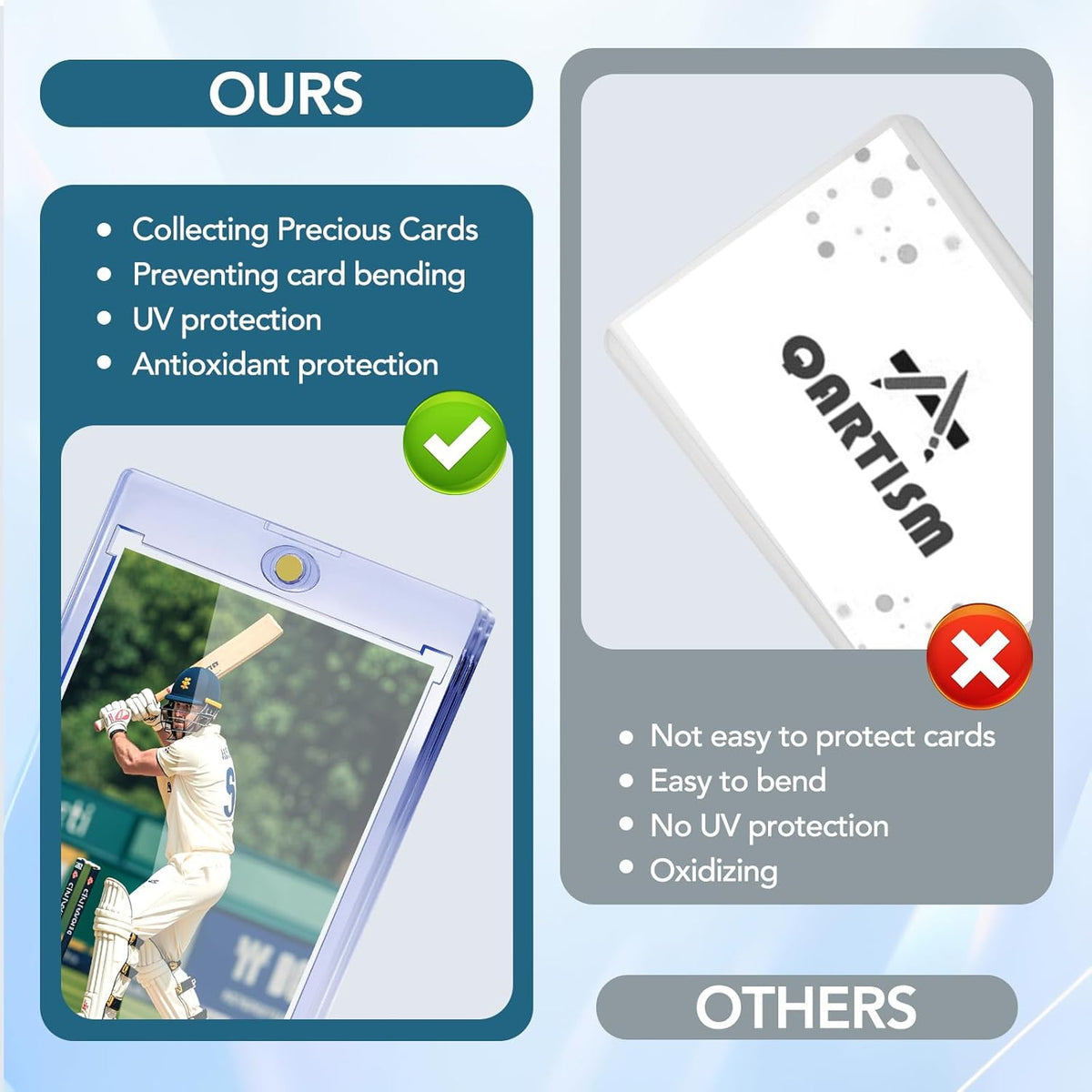 Skiennix Magnetic Card Holders - 20ct U-V Protection Hard Plastic Cases for Trading Cards | Display Sports & Game Cards