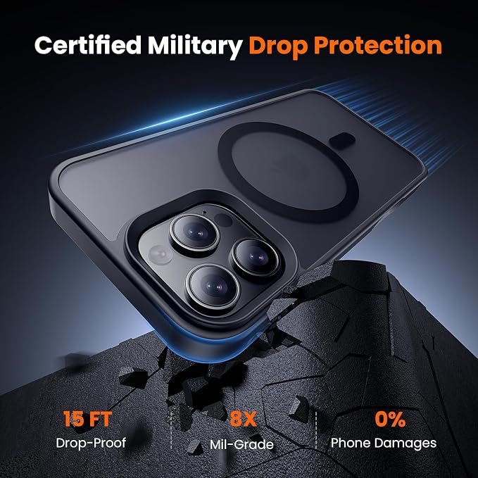 toushion Phone Case for iPhone 16 pro max Matte Black | 3 in 1,