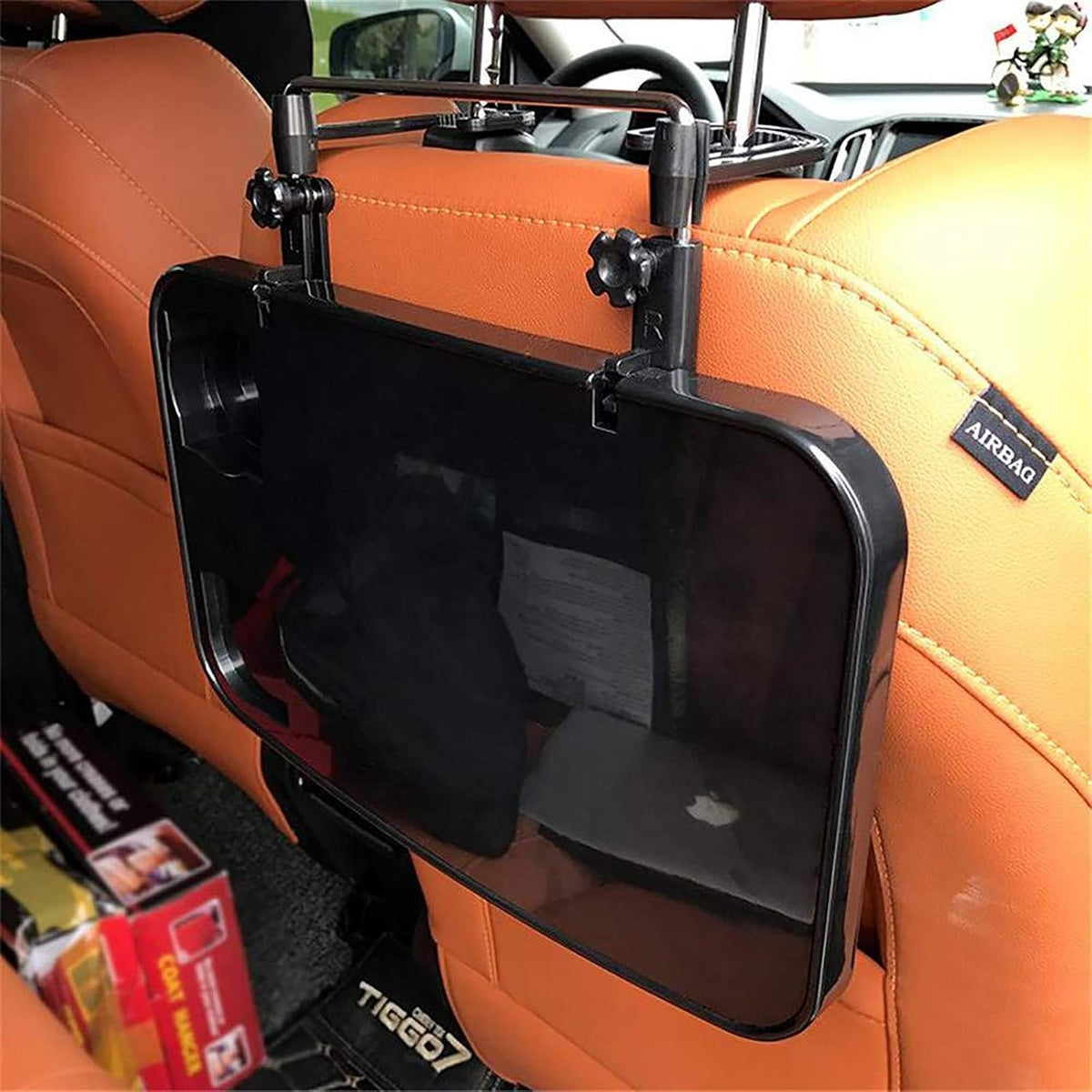 XINDELL Steering Wheel & Car Seat Tray - Universal Foldable Desk for Laptop, Food, Cup Holder - Portable Car Food Tray for Drivers, Kids, Road Trips - Fits All Vehicles