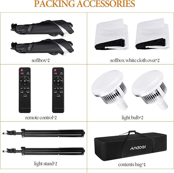 Andoer Studio Photography Light kit Softbox Lighting Set