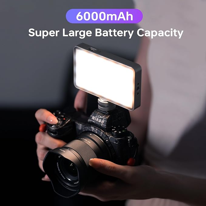 RGB Video Light Kit, 6000mAh Portable Camera Light 8W Output Power, LED Video