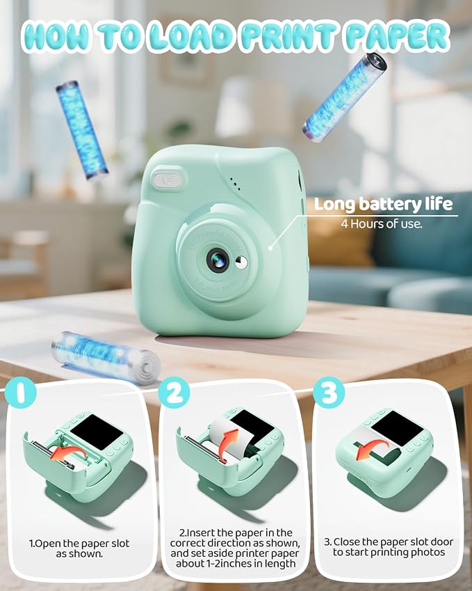 Kids Camera Instant Print, 1080P HD Kids Instant Camera