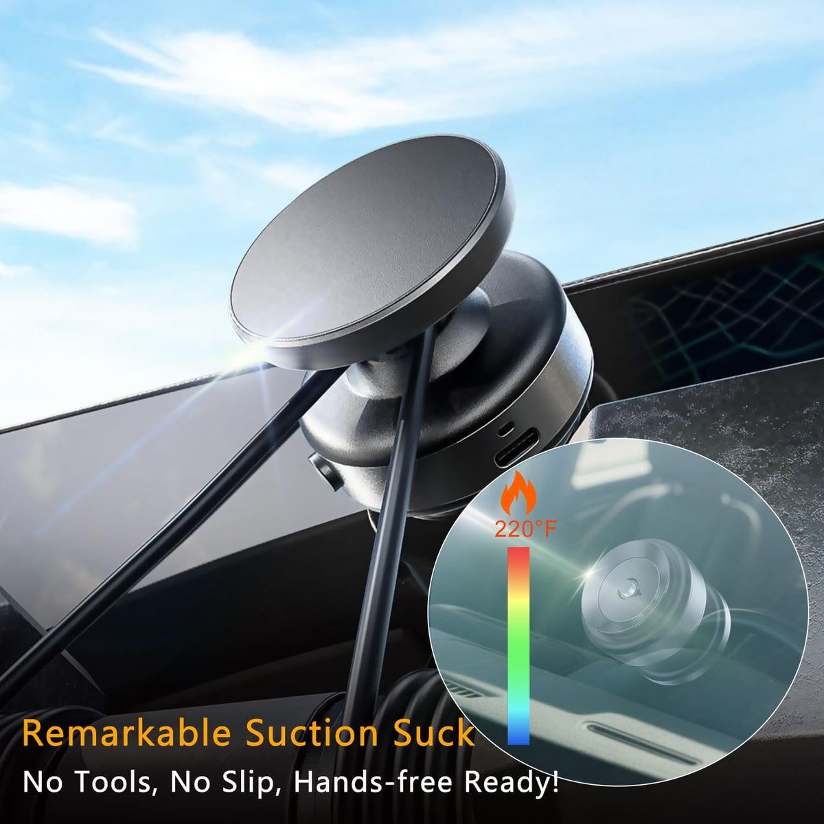 Electric Vacuum Magnetic Phone Holder for Car/Gym/Mirror/Marble Wall, Auto-Seal & Quick Release Suction Cup Phone Mount, 360° Adjustable for MagSafe Car Phone Mount for iPhone 17/16 Pro Max