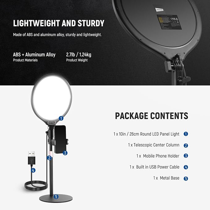 NEEWER Basics 10.5" Desk Ring Light