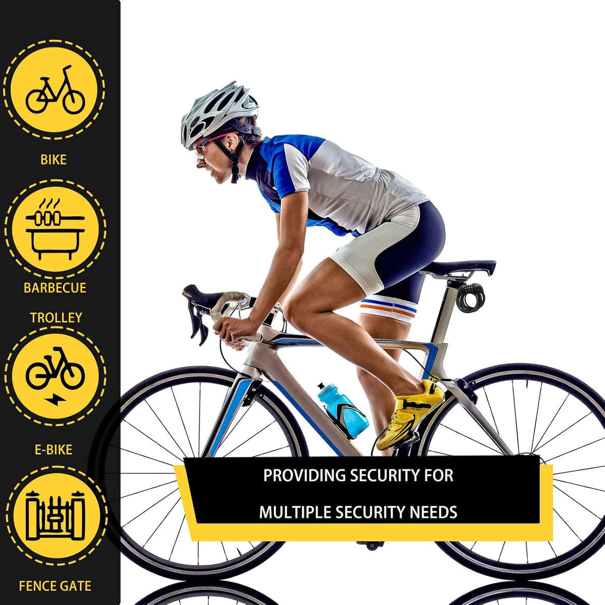 Skiennix Bicycle Cable Lock - 4-Digit Combination Anti-Theft Security | 6-Foot Length, Black