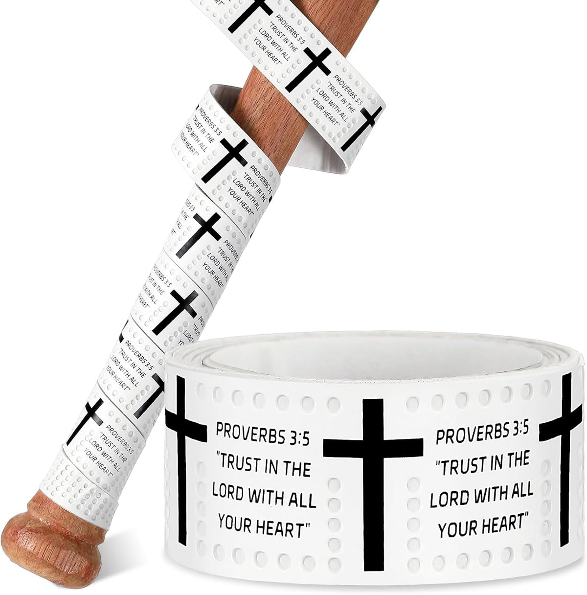 Pushglossy Baseball Bat Grip Tape - 1.1mm Precut Non-Slip Adhesive Softball Wrap | Faith Cross Design
