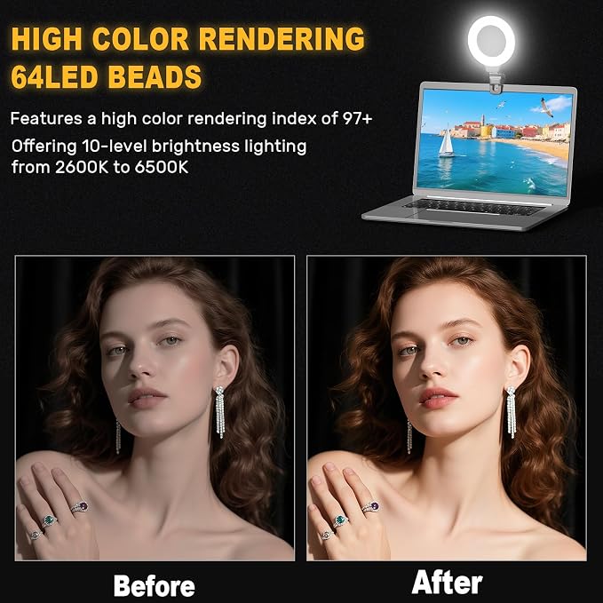 Anautin Ring Light for Video Conference Lighting, 360°Adjustable, Portable LED