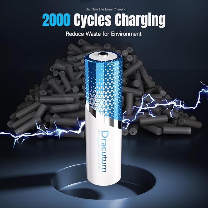 AA Rechargeable Batteries Lithium 16 Pack