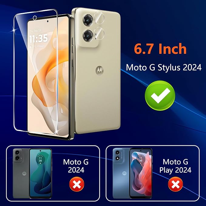 Designed for Motorola Moto G Stylus 5G 2024 Tempered Glass Screen Protector +