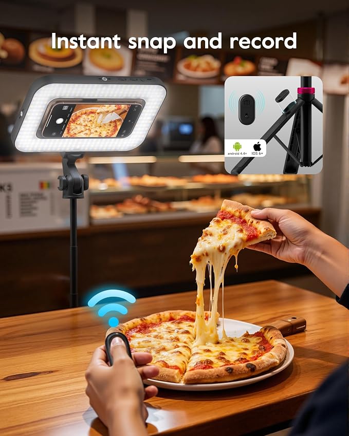 Tripod for iPhone with Light, Portable 15W Ring Light with Stand and Phone
