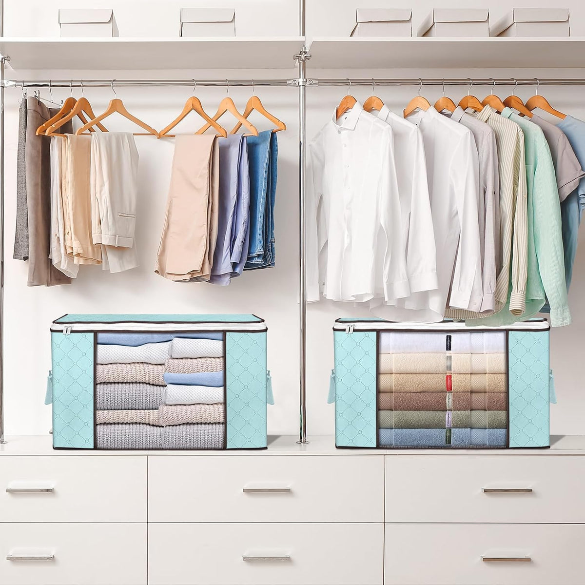 90L Large Storage Bags, 6 Pack Clothes Storage Bins Closet Organizers