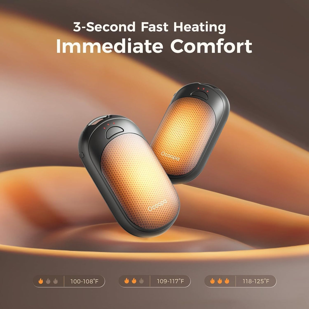 OCOOPA Rechargeable Magnetic Hand Warmers - 3 Heat Settings, Pocket-Sized, Lasts Up to 8 Hours | Perfect for Outdoor Activities