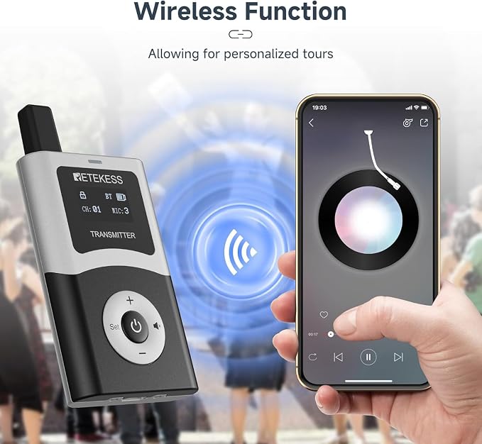 Retekess T130U Wireless Tour Guide System, Church Translation System, One-Key