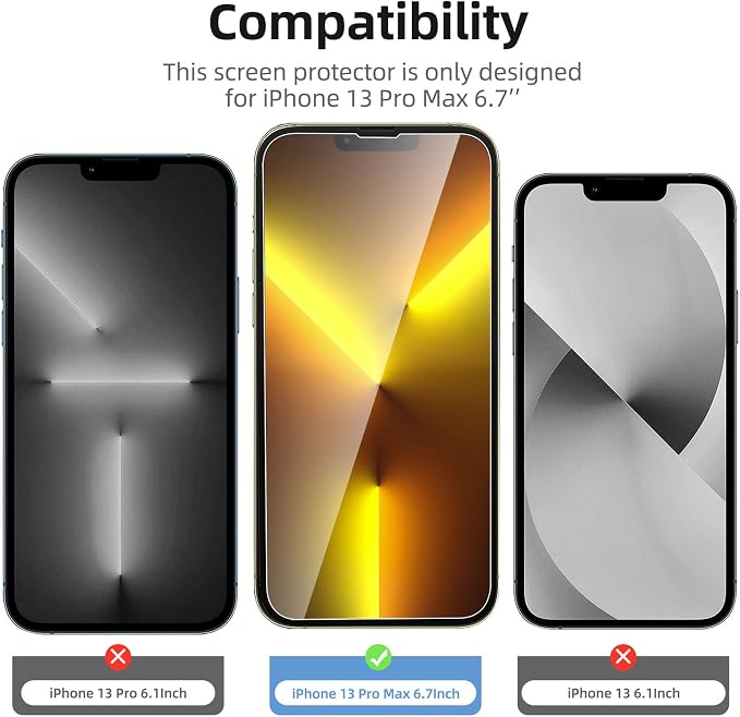 NEW'C 3x for iPhone 13 Pro Max Screen Protector+ 3x Camera Lens Protector