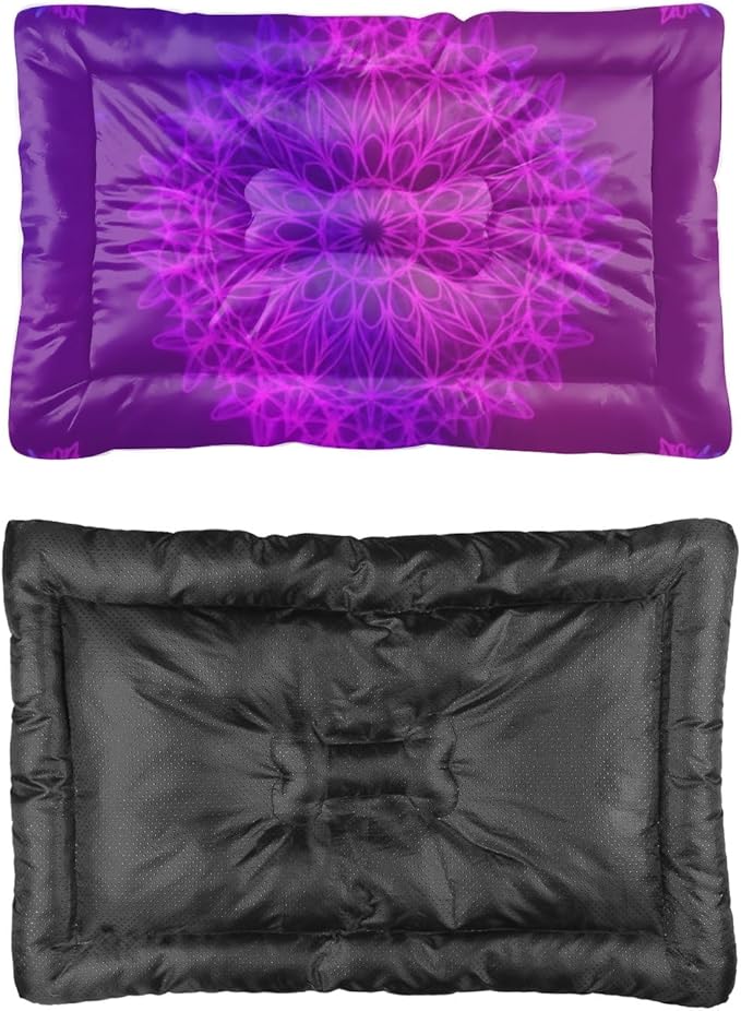 Purple-Pink Line Art Mandala Dog Bed Furniture Pad Mat Dog Bed Pad Crate Accessories Washable Non-Slip Crate Liner Pillows Mat for Kennel Pillow for Dogs Indoor Outdoor 24X18 Inch